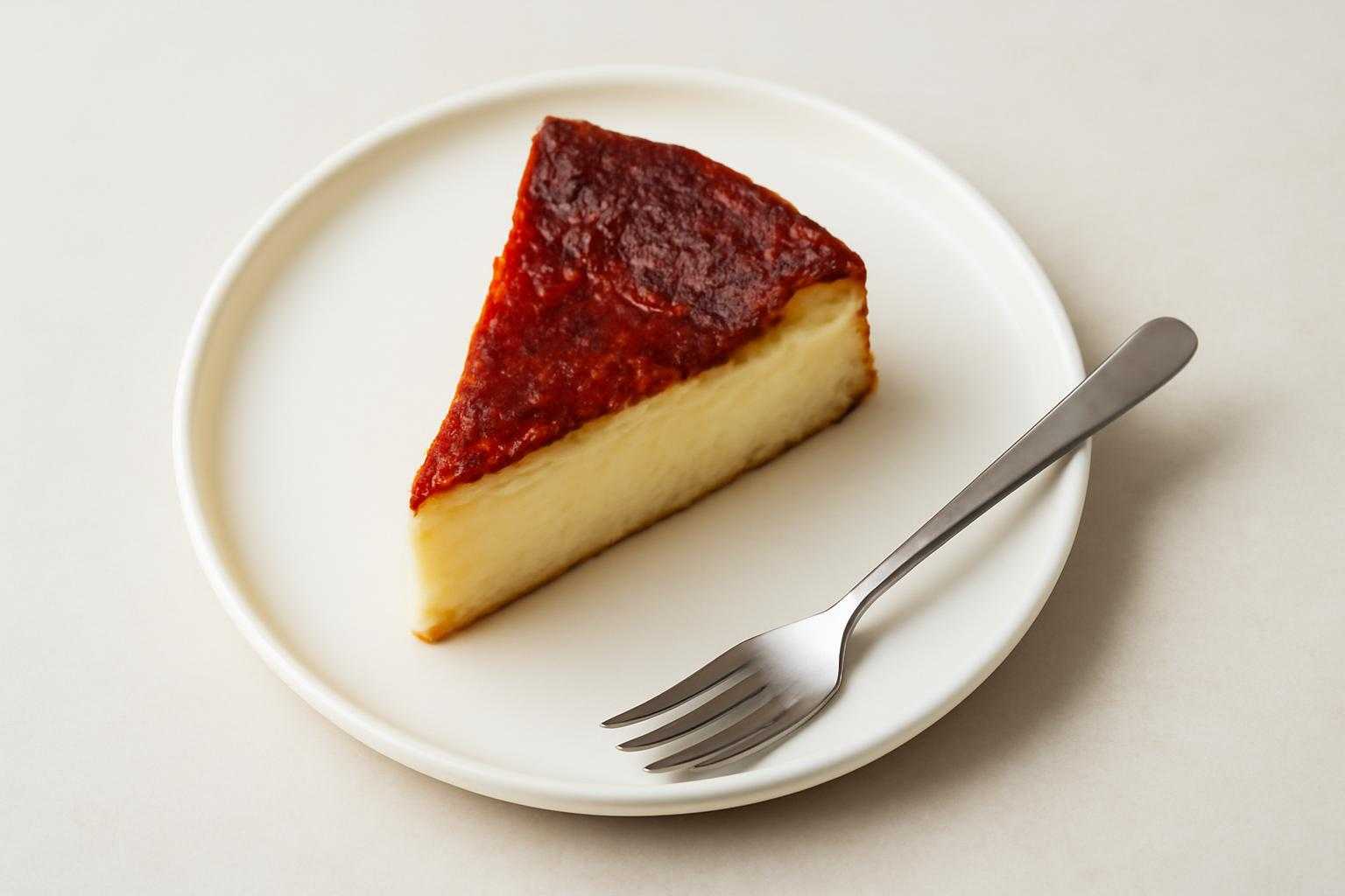 冷凍されたバスクチーズケーキを室温で解凍しているシーン