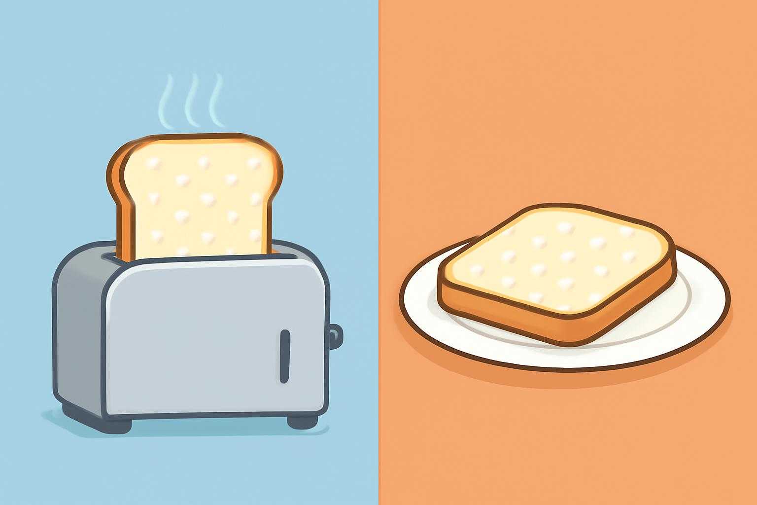 冷凍食パンをトースターで焼いたり、そのまま食べたりする複数の使い分け方を表現