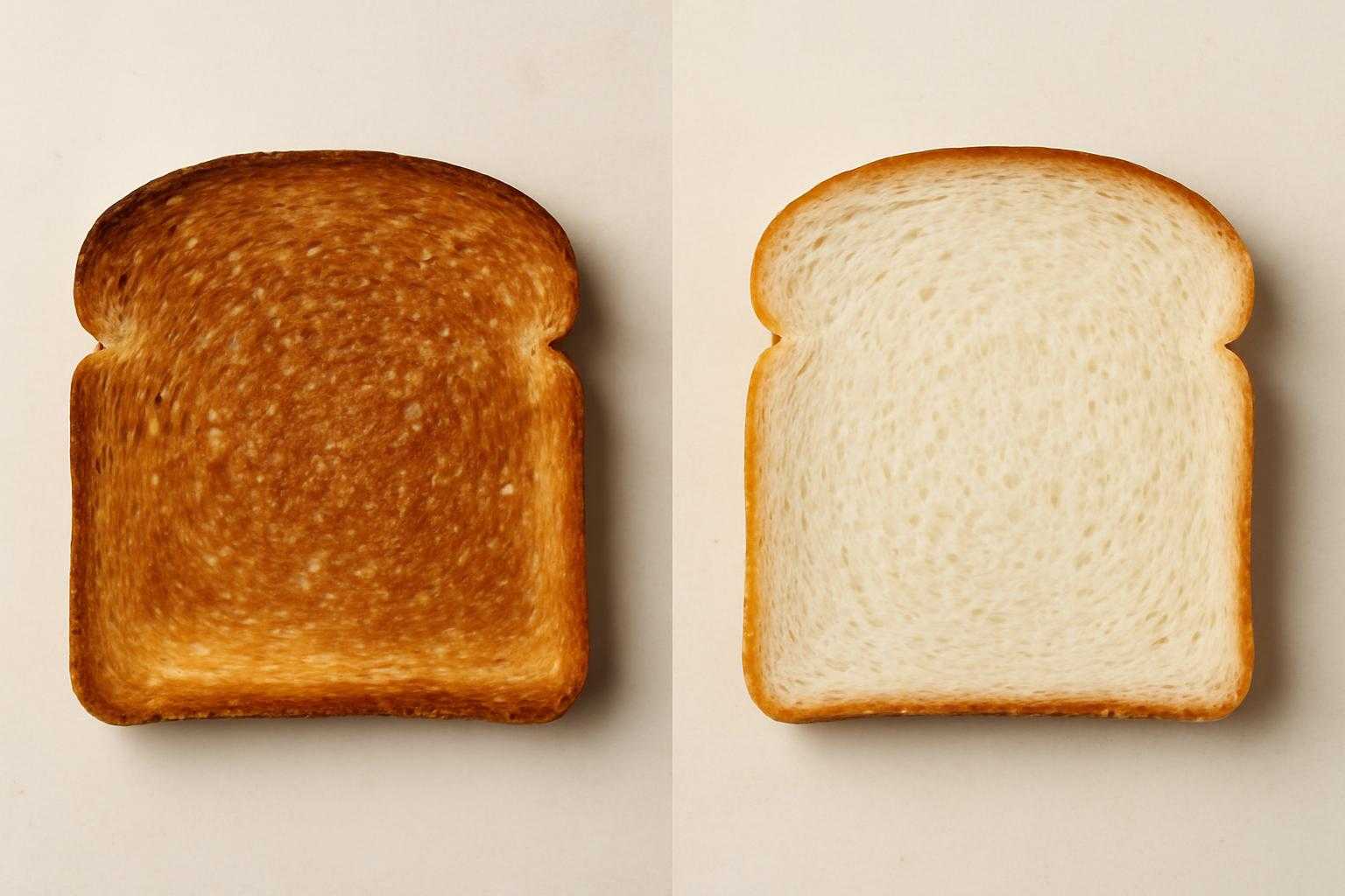 トーストされた食パンとそのまま食べる食パンの比較
