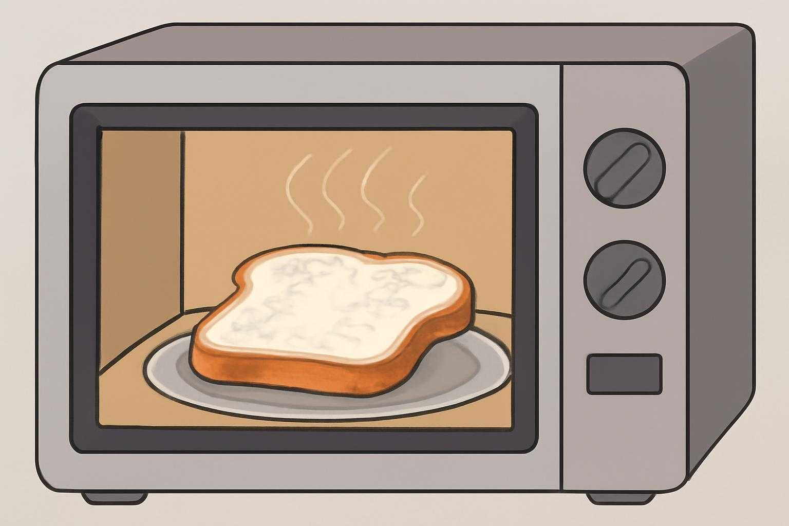 食パンをレンジで加熱している様子